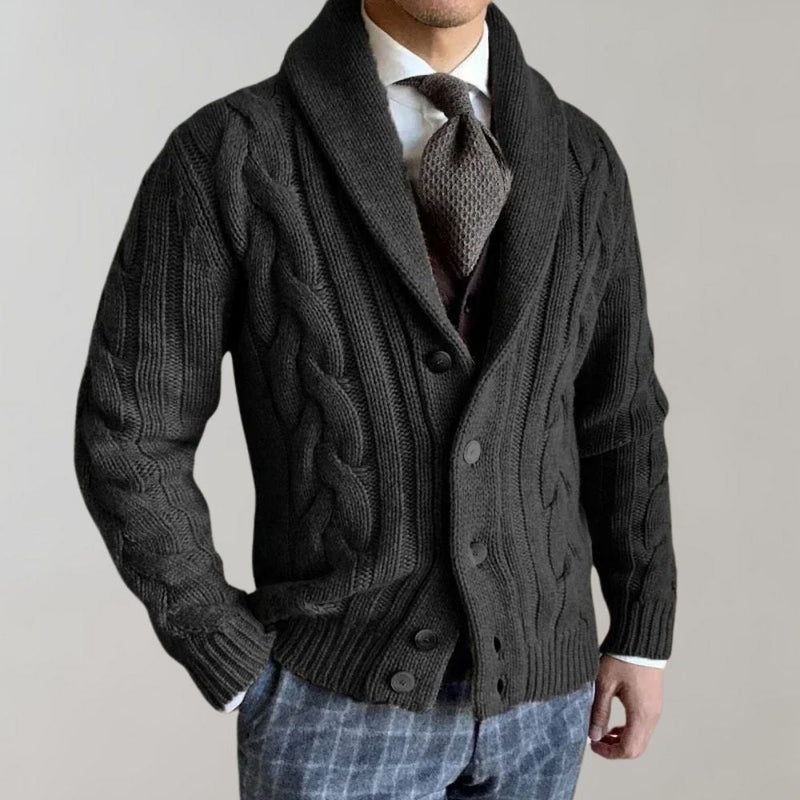 Elegant cardigan med jakkeslag for menn