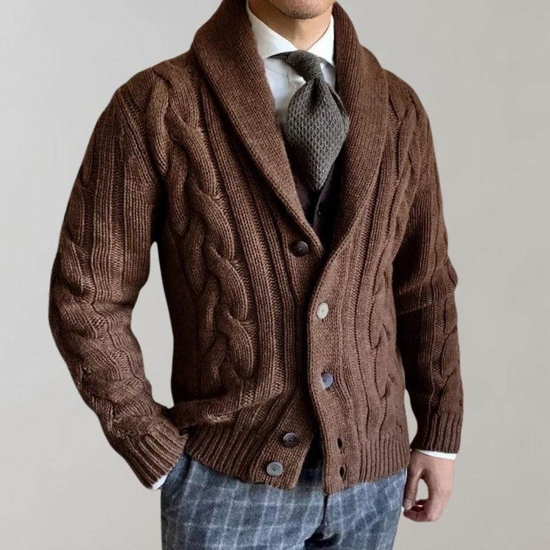 Elegant cardigan med jakkeslag for menn