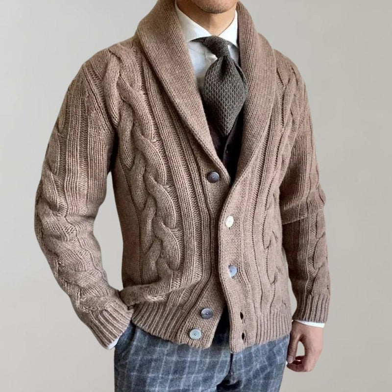 Elegant cardigan med jakkeslag for menn