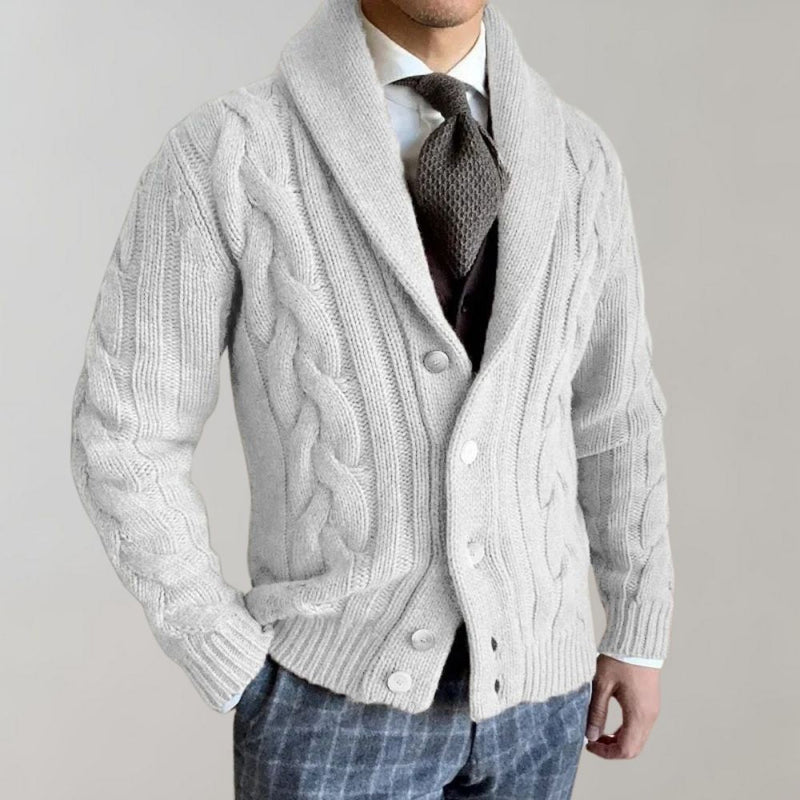 Elegant cardigan med jakkeslag for menn