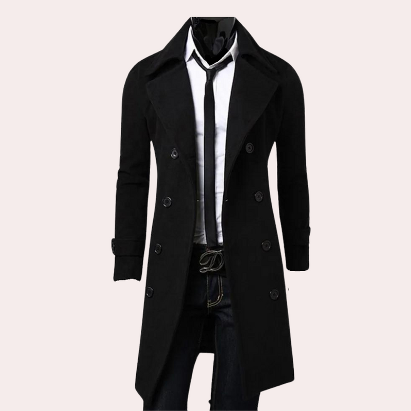 Elegant og varm dobbeltspent trenchcoat for menn