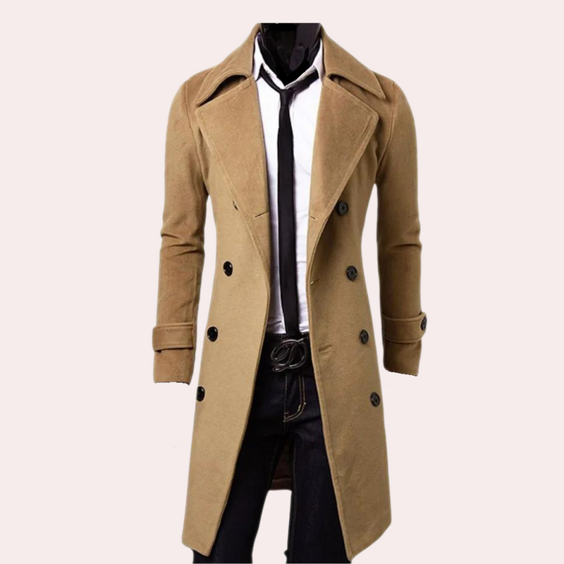 Elegant og varm dobbeltspent trenchcoat for menn